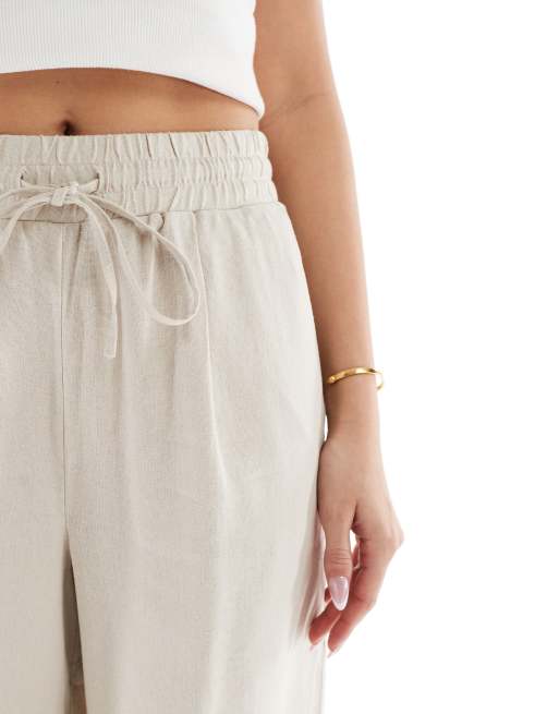 Vero Moda - Pantalon en lin mélangé noué à la taille - Taupe, 5 de 5