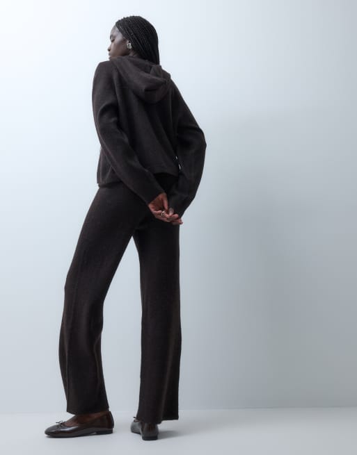 Vero Moda pantalon en maille large en ensemble coordonné chiné marron chocolat, 4 de 5