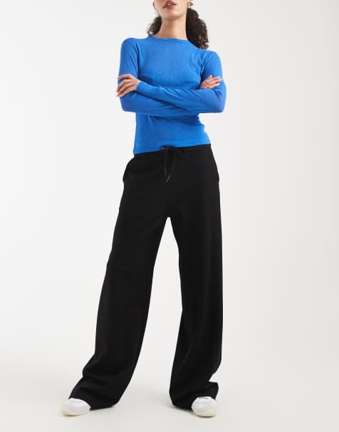 Vero Moda - Pantalon large à enfiler en jersey à nouer à la taille - Noir - view 1