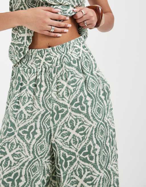 Vero Moda - Pantalon large d'ensemble à imprimé mosaïque - Vert, 4 de 5