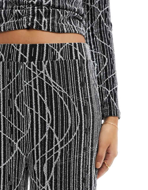 Vero Moda - Pantalon large d'ensemble en tissu texturé - Noir pailleté , 4 de 5