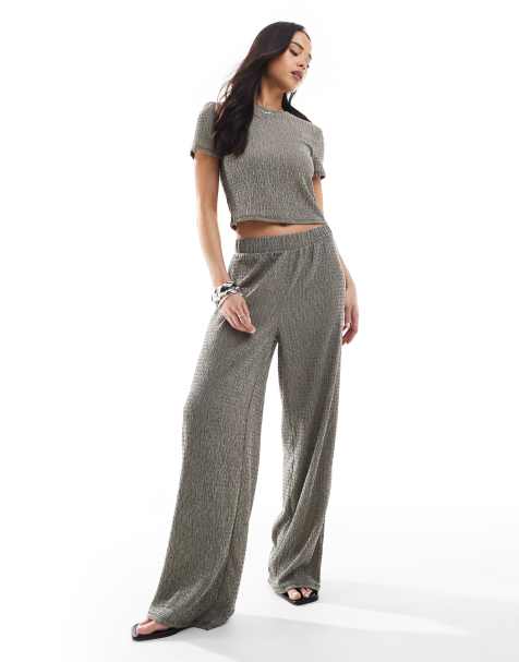 Vero Moda - Pantalon large d'ensemble plissé et texturé teint par sections - Noir et blanc - view 1