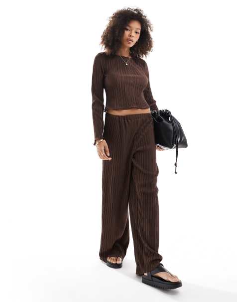 Vero Moda - Pantalon large d'ensemble plissé - Marron chocolat - view 1