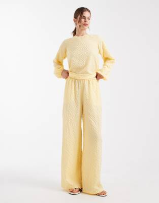 Pantalon large d'ensemble texturé - Jaune XS