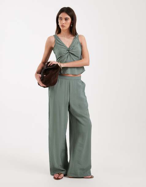 Vero Moda - Pantalon large d'ensemble - Vert laurier - view 1