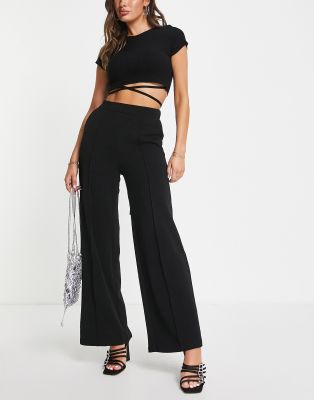 Vero Moda wide leg jersey trouser in black - ASOS Price Checker