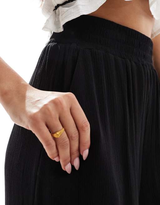 Vero Moda - Pantalon large fluide à taille haute - Noir, 3 de 5