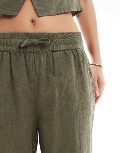 Vero Moda - Pantalon large habillé d'ensemble avec cordon de serrage à la taille - Vert Kalamata, 5 de 5