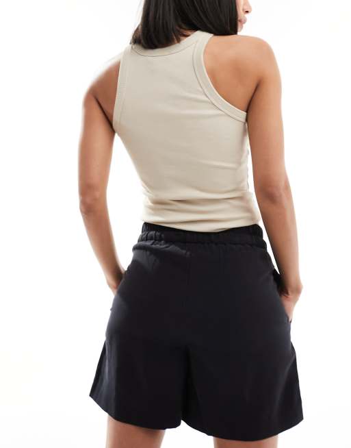 Vero Moda - Pantaloncini comodi neri allacciati in vita, 5 di 5