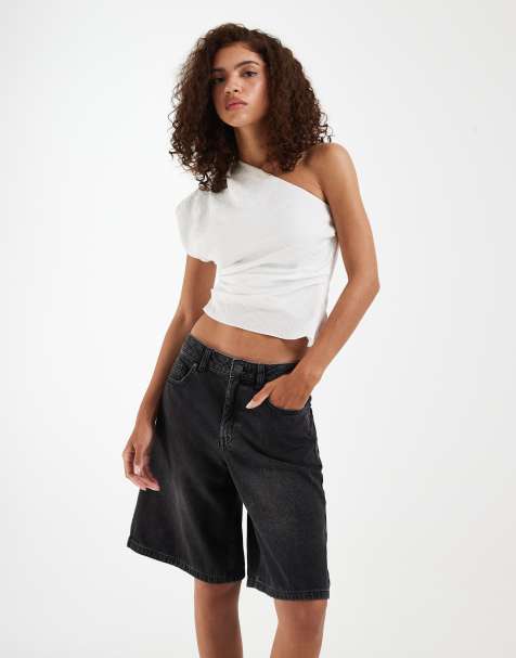 Vero Moda - Pantalones cortos vaqueros estilo bermudas de talle medio y corte suelto con lavado negro Hadley - view 1