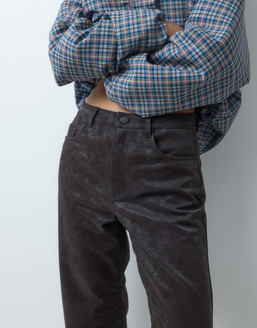 Vero Moda pantalones de pernera ancha con efecto desteñido en marrón, 4 de 5