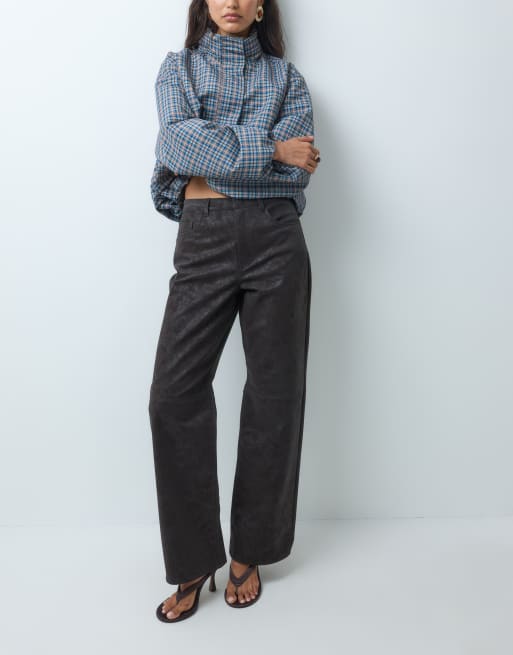 Vero Moda pantalones de pernera ancha con efecto desteñido en marrón, 5 de 5