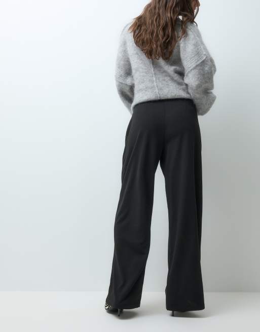 Vero Moda pantalones de pernera ancha plisados de cintura alta en negro, 2 de 5