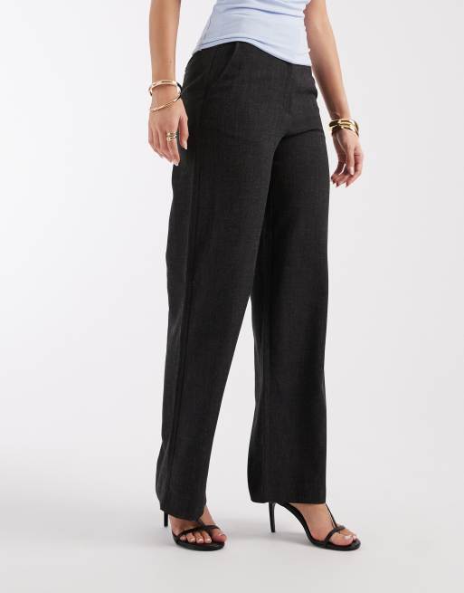 Vero Moda - Pantaloni a fondo ampio a vita alta grigio scuro mélange, 2 di 5