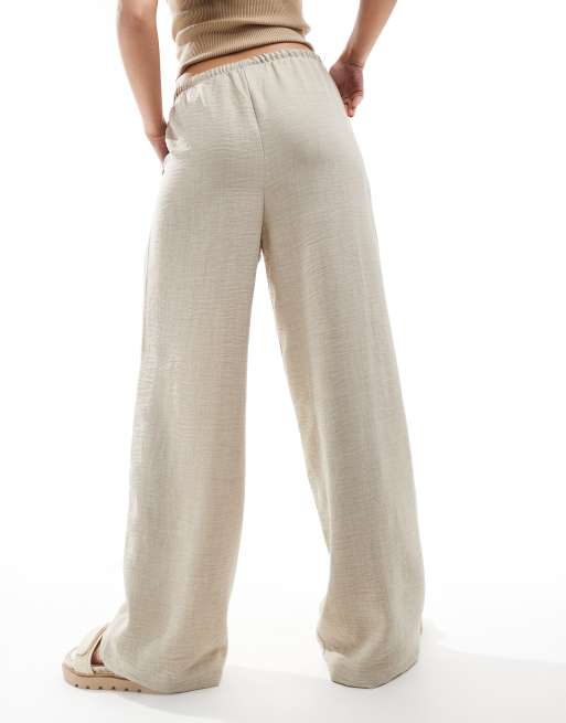 Vero Moda - Pantaloni a fondo ampio color pietra allacciati in vita, 3 di 5