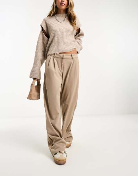 Vero Moda - Pantaloni a fondo ampio in jersey color pietra - view 1