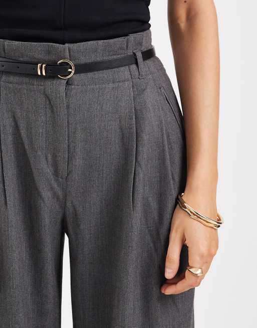 Vero Moda - Pantaloni a fondo ampio in jersey grigio chiaro mélange in coordinato, 3 di 5