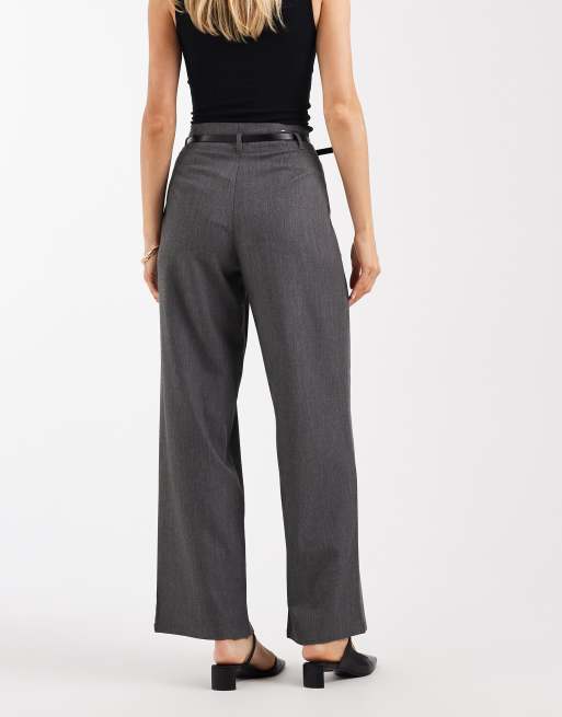 Vero Moda - Pantaloni a fondo ampio in jersey grigio chiaro mélange in coordinato, 4 di 5