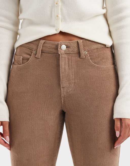 Vero Moda - Pantaloni a zampa in tessuto a coste color visone argentato, 4 di 5