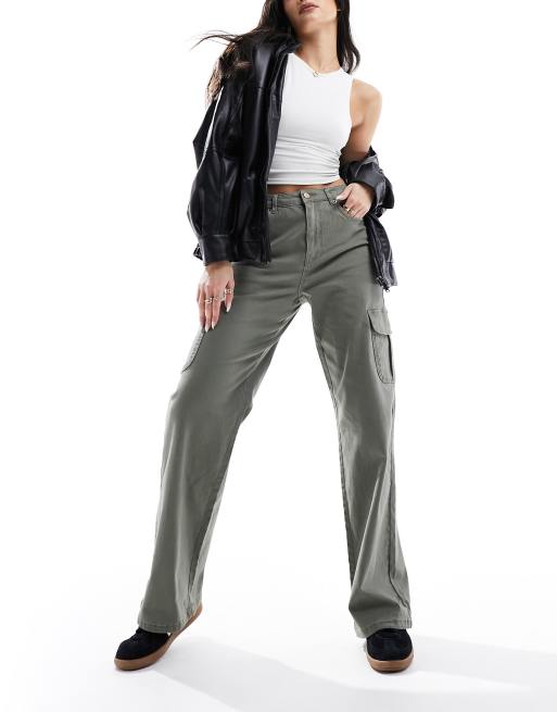 Vero Moda - Pantaloni cargo verde edera a fondo ampio