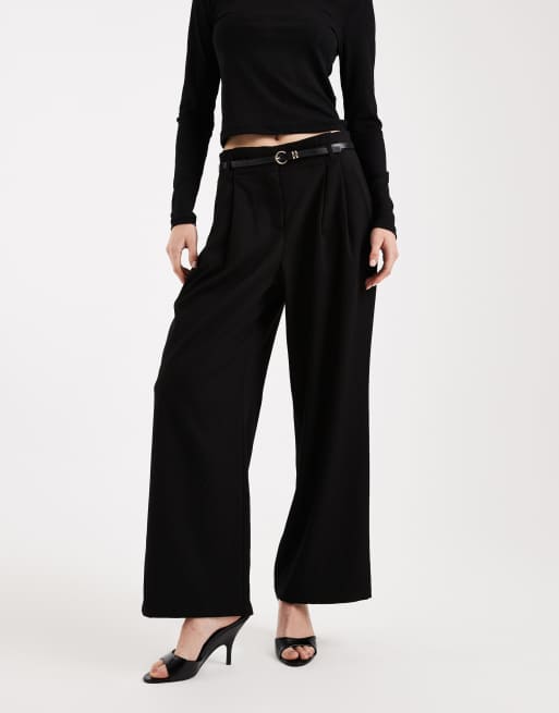 Vero Moda - Pantaloni con fondo ampio neri con cintura in coordinato, 2 di 5