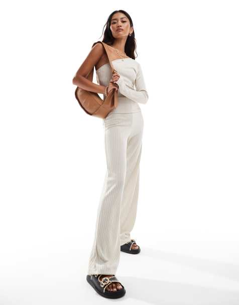 Vero Moda - Pantaloni dad fit in jersey color pietra a coste mix & match in coordinato - view 1