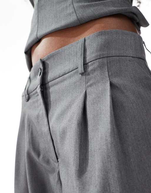 Vero Moda - Pantaloni sartoriali a fondo ampio grigio mélange in coordinato, 4 di 5