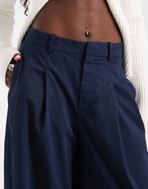 Vero Moda pantaloni sartoriali a gamba ampia con piega profonda navy, 4 di 5