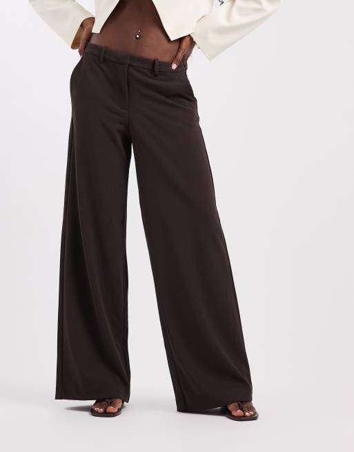 Vero Moda pantaloni sartoriali a gamba larga color cioccolato