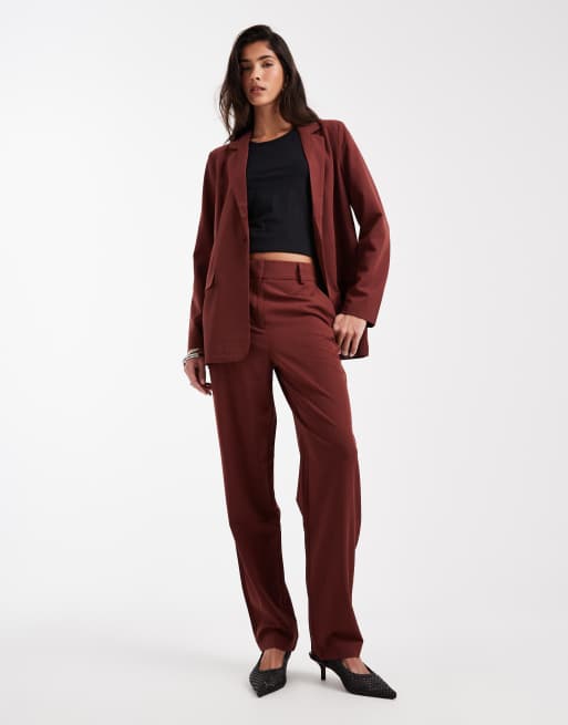 Vero Moda - Pantaloni sartoriali bordeaux dritti in coordinato