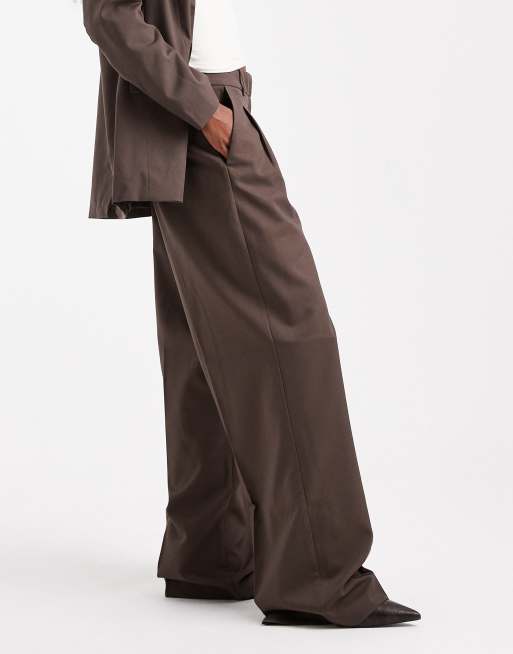Vero Moda - Pantaloni sartoriali dad fit color cioccolato in coordinato, 2 di 5
