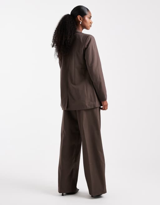 Vero Moda - Pantaloni sartoriali dad fit color cioccolato in coordinato, 4 di 5
