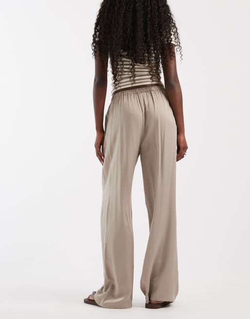 Vero Moda pantaloni wide leg testurizzati neutri, 5 di 5