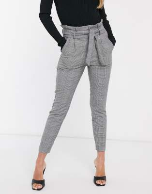 Vero Moda paperbag pants in dogtooth