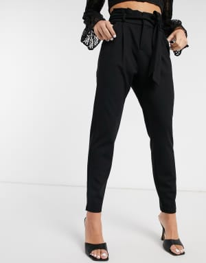 Vero Moda paperbag trousers in black