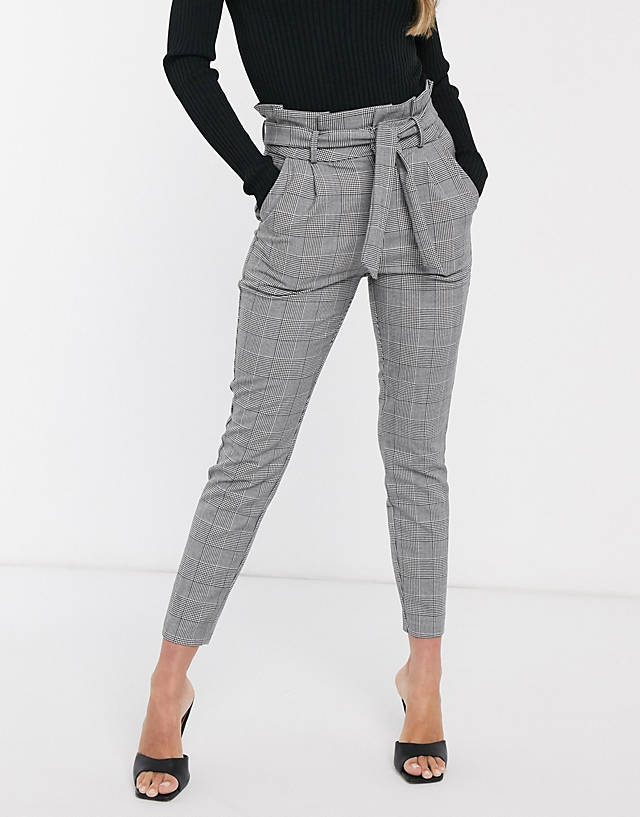 Vero Moda - paperbag trousers in monochrome dogtooth