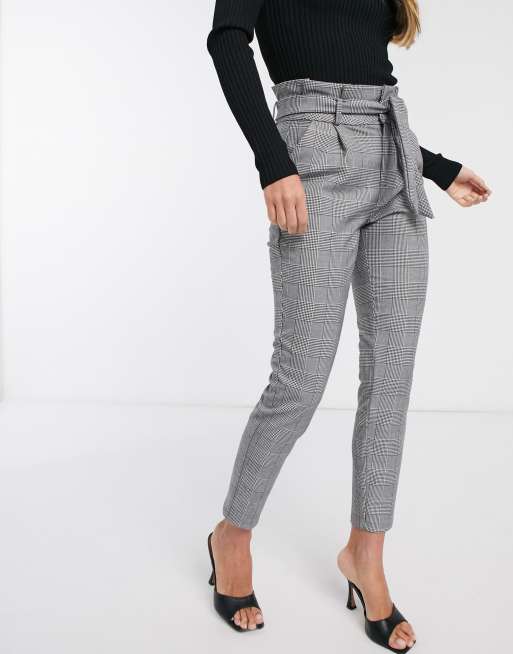 Vero Moda paperbag trousers in dogtooth ASOS