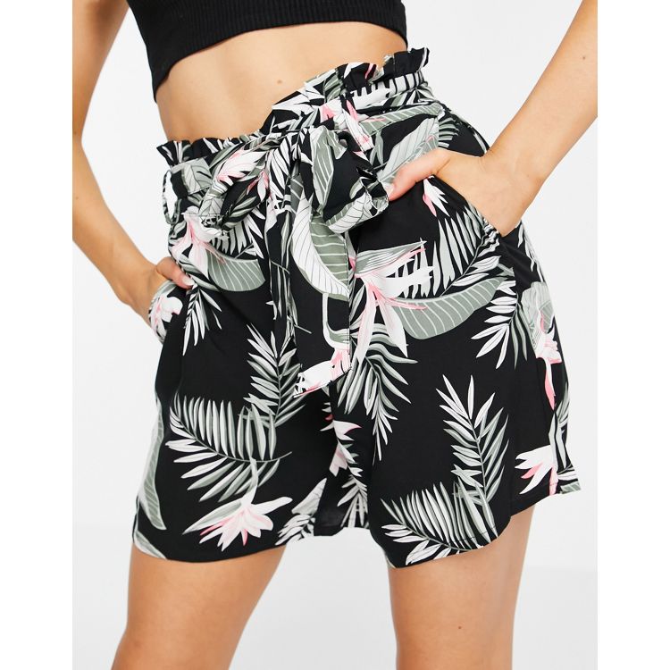 Tropical Print Belted Flippy Shorts