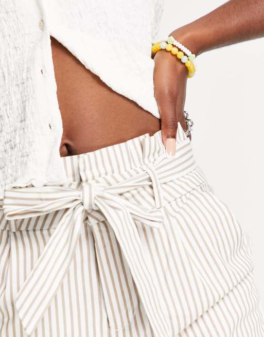 Vero Moda paperbag waist slim leg trousers in cream, 2 of 4