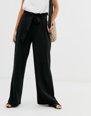 paperbag wide leg pants