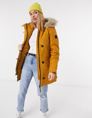 Vero Moda Parka With Faux Fur Hood In Rust brown ModeSens