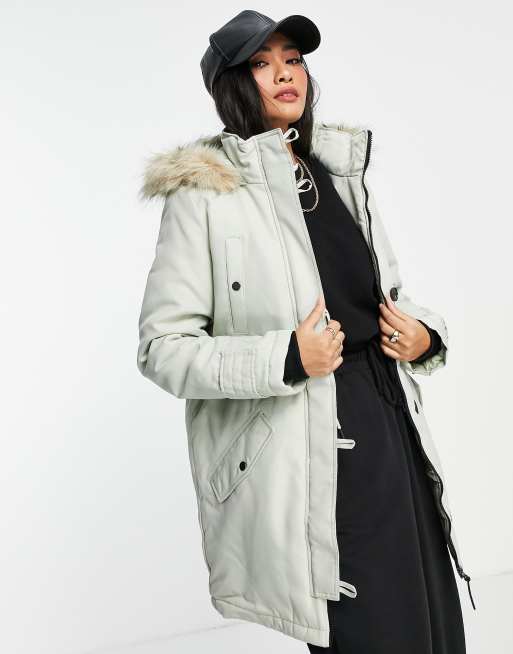 Behandling plads arkiv Vero Moda parka with faux fur lined hood in gray | ASOS