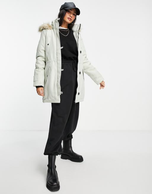 Vero moda padded parka with faux fur hood sales