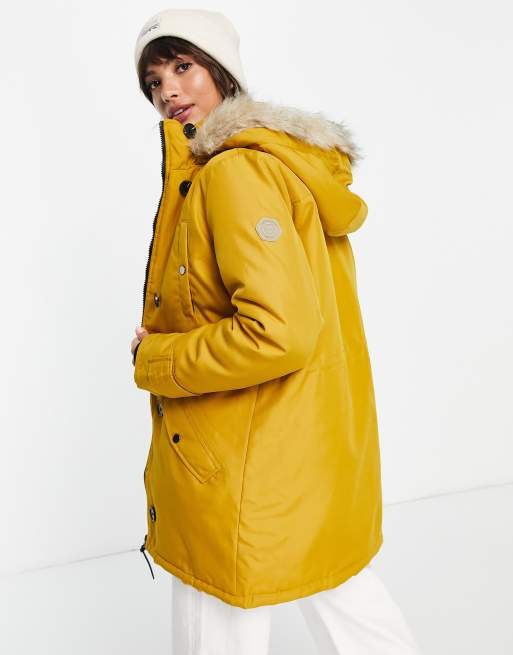 Moda parka faux fur hood In yellow |