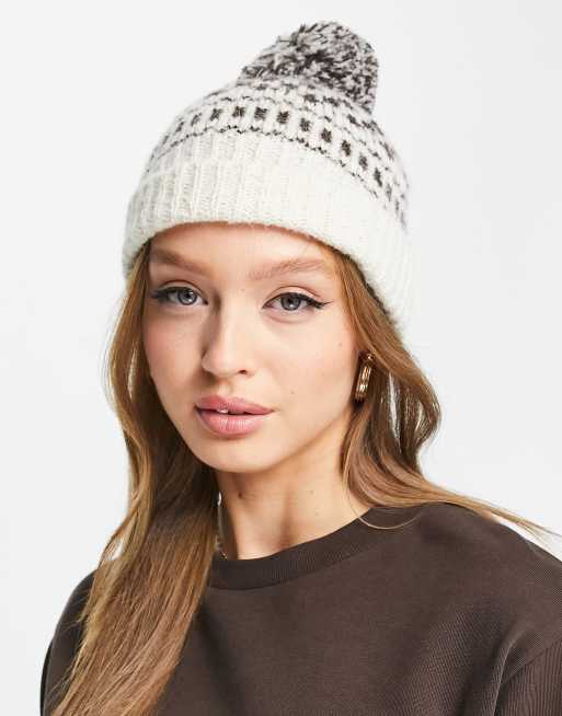 cream bobble hat womens