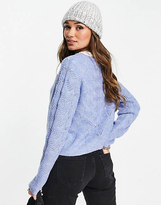Jumpers & Cardigans Vero Moda patterned knit cardigan in blue 