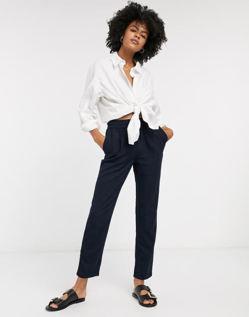 Vero Moda peg leg pants in navy