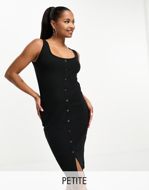 Vero Moda Petite – Aware – Durchgeknöpftes Minikleid in Schwarz 