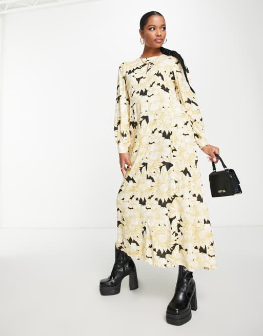 Vero Moda Petite Aware Lange jurk met gele bloemenprint ASOS