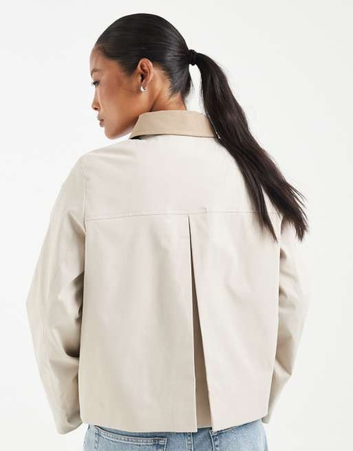 Vero Moda Petite barn jacket with contrast collar detail in oatmeal, 4 of 4